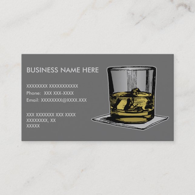 Carte De Visite Conception de cocktail et de serviette (Devant)
