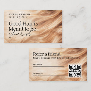 Carte De Visite Conception de code QR de parrainage de cheveux élé