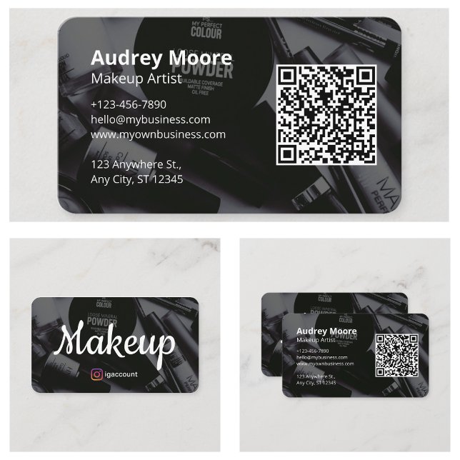 Carte De Visite Conception de code QR Maquilleuse (QR Code Design Makeup Artist Business Card
)