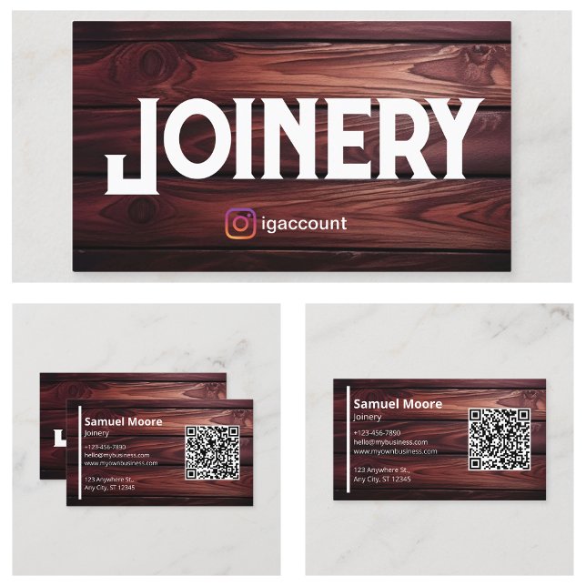 Carte De Visite Conception de gabarits de menuiserie Code QR pour  (Joinery Templates Design Woodworkers QR Code Business Card
)