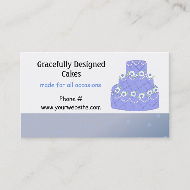 Carte De Visite Conception de gâteau de mariage bleu clair (Devant)