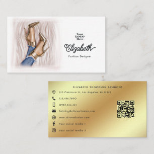 Carte De Visite Conception de mode Glam Chic Gold Stilettos et Den