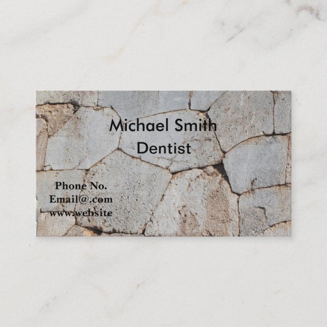 Carte De Visite Conception de mur en pierre de dentiste (Devant)
