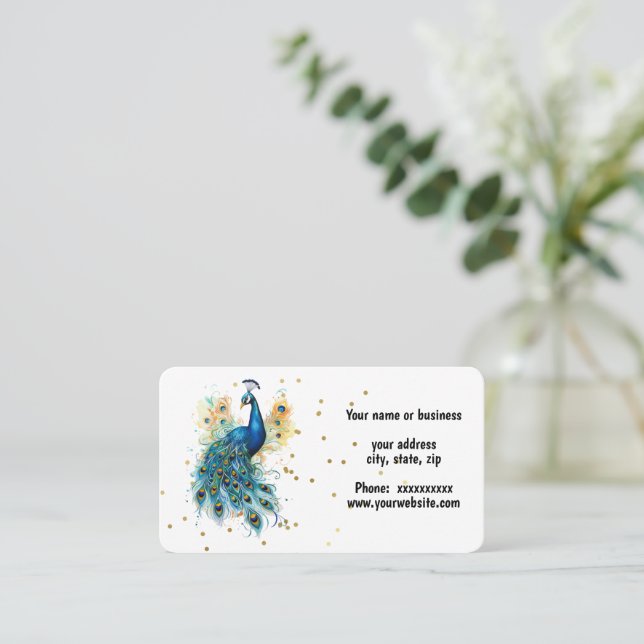 Carte De Visite Conception de paon coloré (Debout devant)