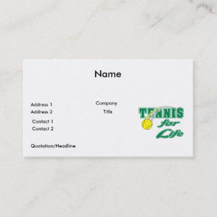 Carte De Visite conception de texte tennis pour la vie