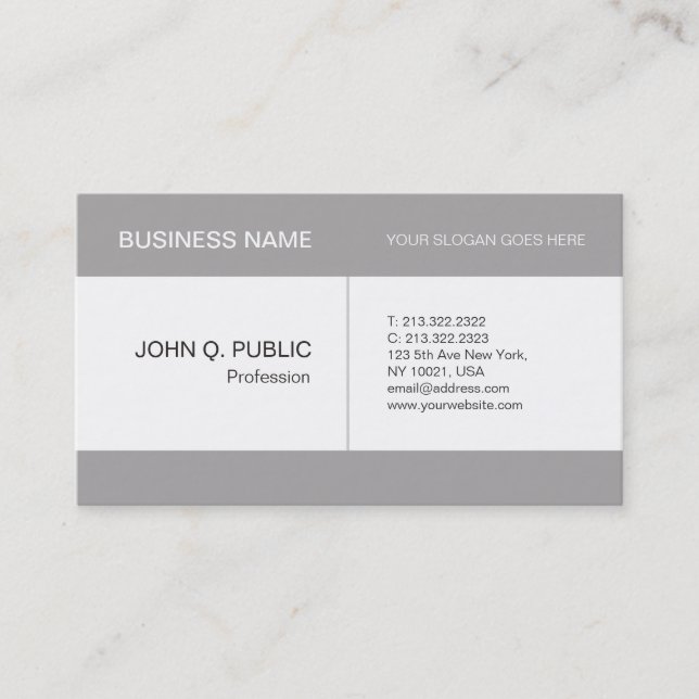 Carte De Visite Conception de Trendy Black White Simple Stylish (Devant)