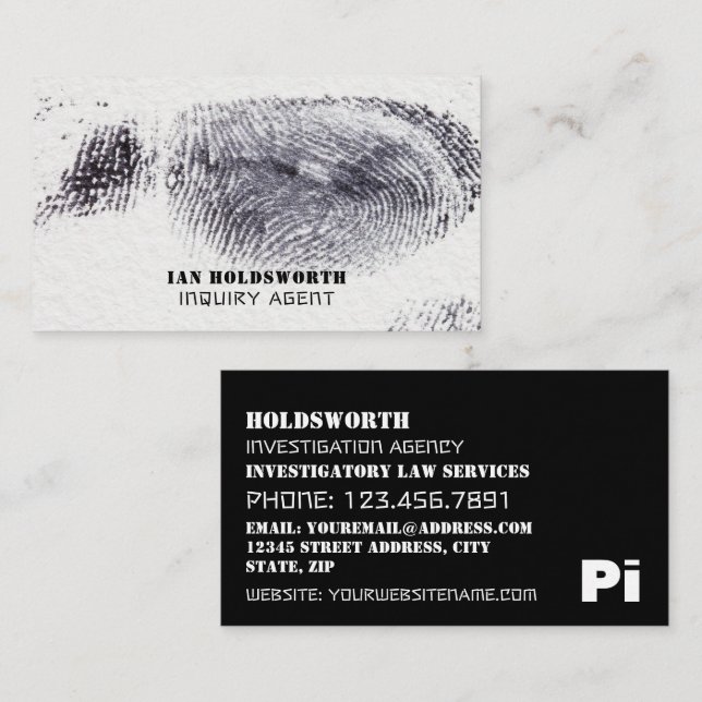 Carte De Visite Conception d'empreintes digitales, Inspecteur priv (Devant / Derrière)