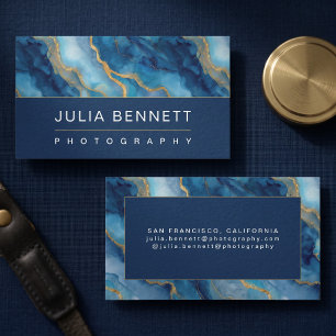 Carte De Visite Conception en marbre bleu de luxe avec or élégant