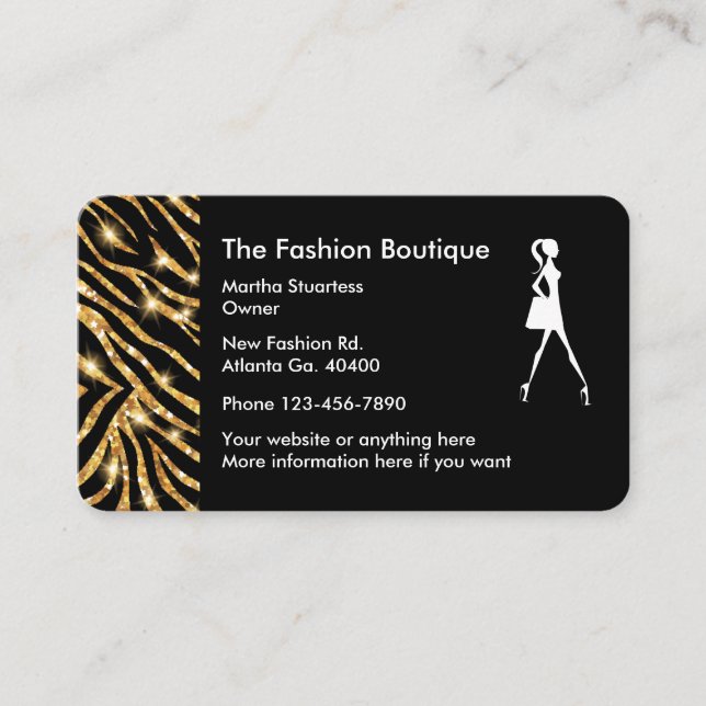 Carte De Visite Conception étincelante de boutique de mode (Devant)