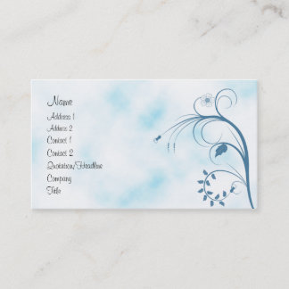 Carte De Visite Conception florale bleue et blanche élégante