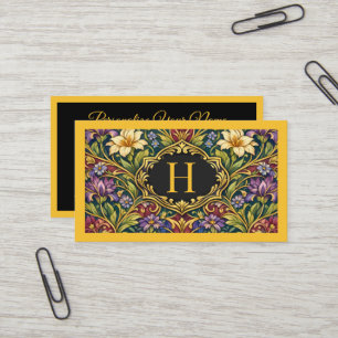 Carte De Visite Conception florale élégante de monogramme Art nouv