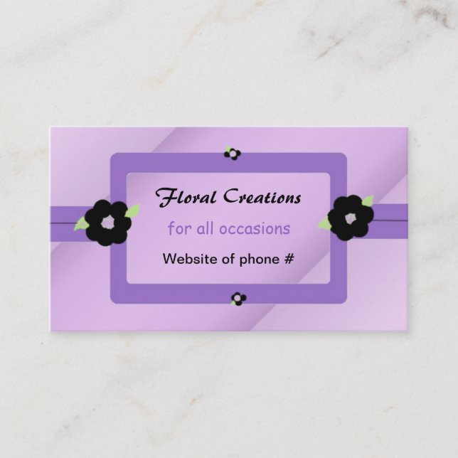 Carte De Visite Conception florale violette et noire (Devant)