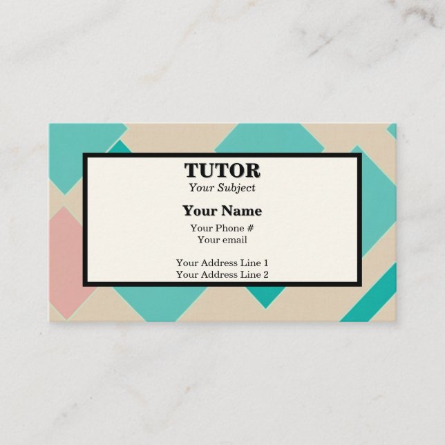 Carte De Visite Conception graphique de l'enseignant de tuteur de  (Devant)