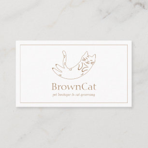 Carte De Visite Conception minimaliste de dessin Brown de chats po