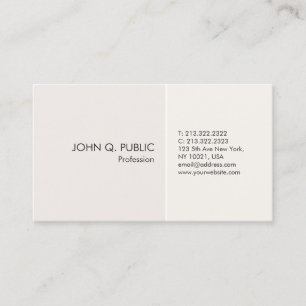 Carte De Visite Conception minimaliste de la plaine sophistiquée C
