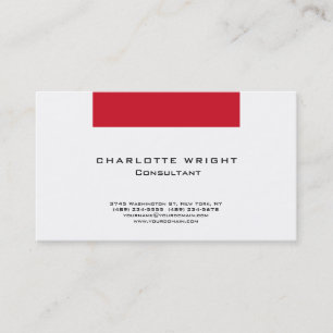 Carte De Visite Conception minimaliste moderne blanche rouge