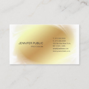 Carte De Visite Conception Moderne Glamour Blanc Or Tendance Simpl