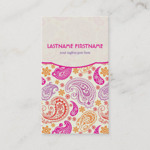 Carte De Visite Conception Motif de jambon rose et jaune paisley