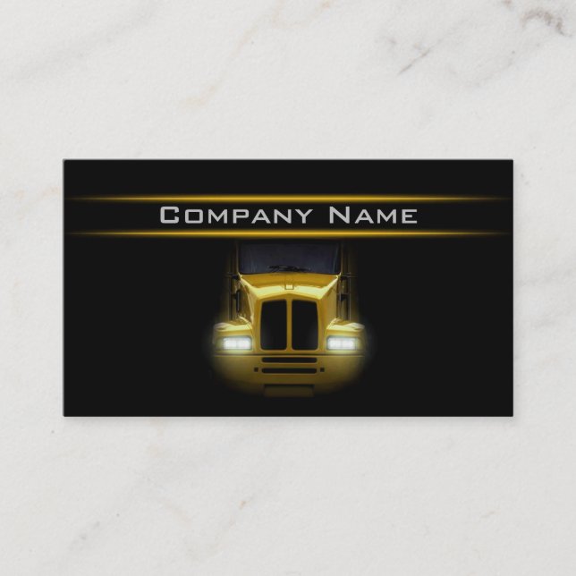 Carte De Visite Conception noire Camion Jaune Avant plus brillante (Devant)