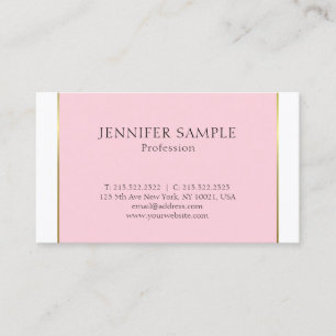 Carte De Visite Conception Or Rose Moderne Élégante Simple Propre 