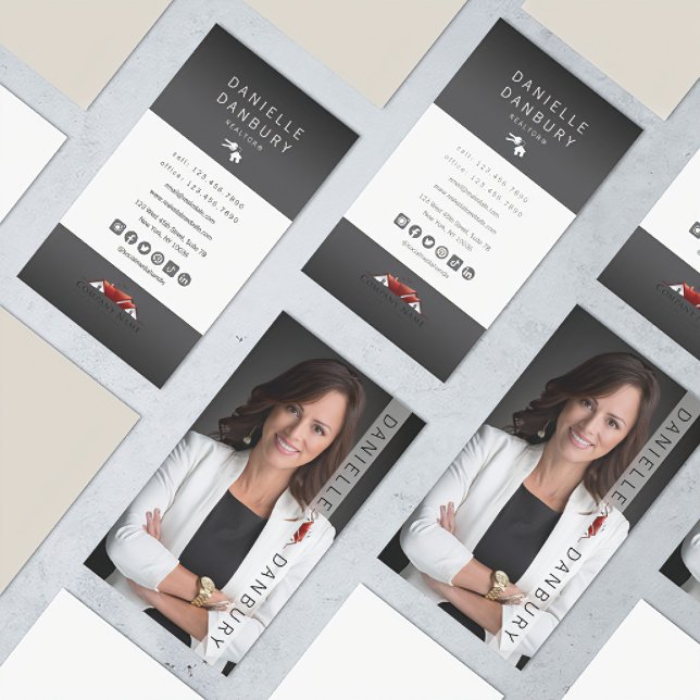 Carte De Visite Conception photo de l'agent immobilier de luxe (Luxury Real Estate Agent Photo Design Business Card)