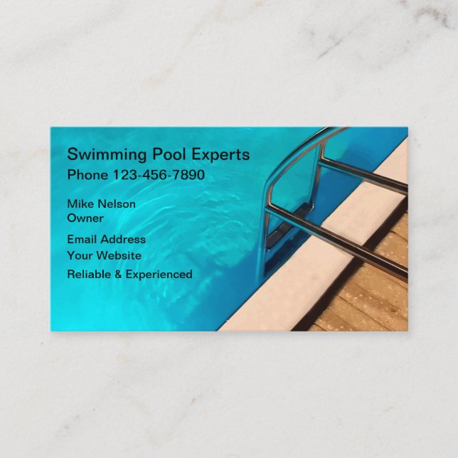 Carte De Visite Conception professionnelle de la piscine (Devant)