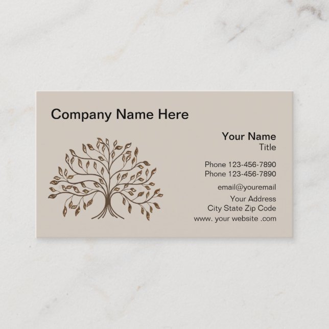 Carte De Visite Conception professionnelle de logo d'arbre (Devant)