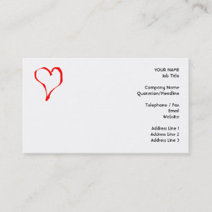 Carte De Visite Conception rouge et blanche de coeur d'amour