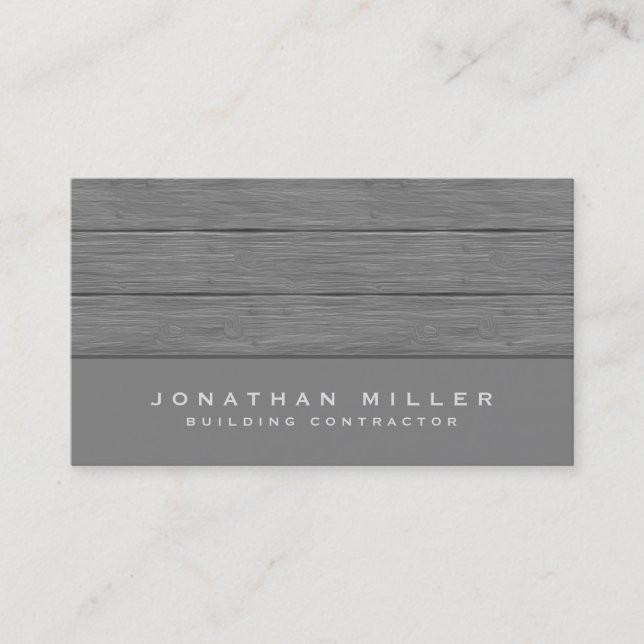 Carte De Visite Conception simple en bois gris (Devant)