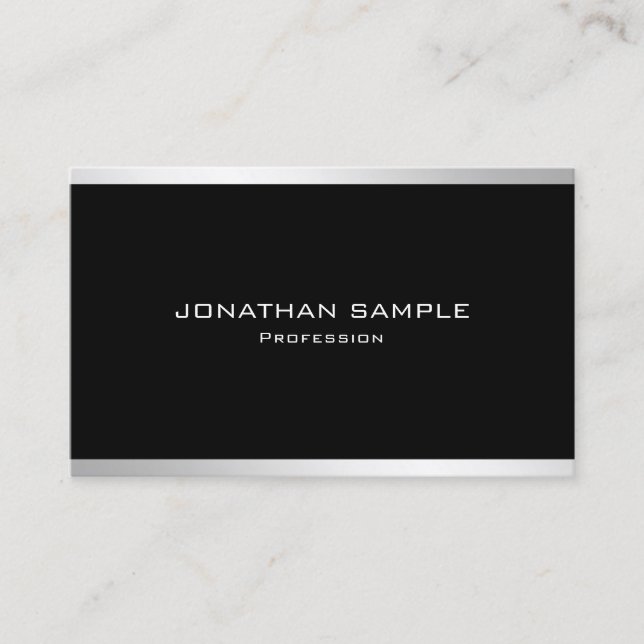 Carte De Visite Conception simple et moderne Argent élégant (Devant)