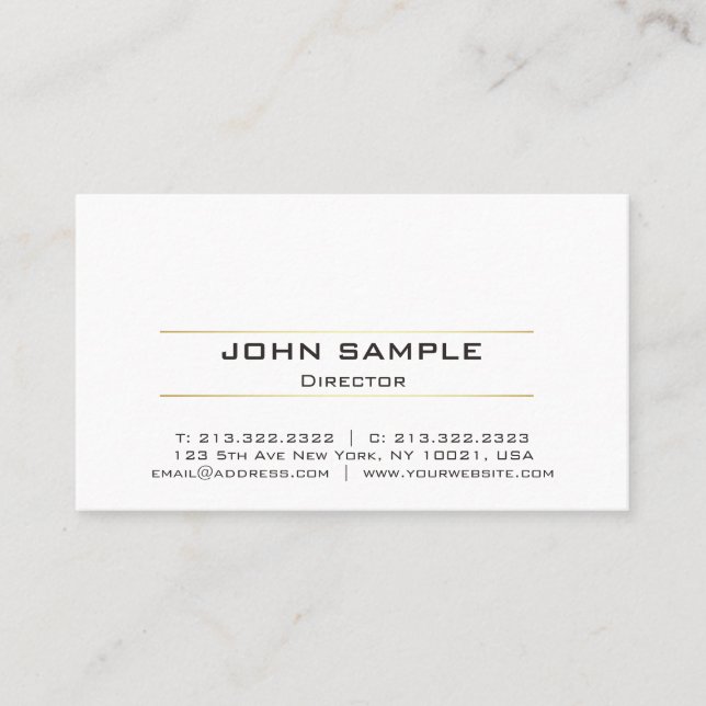 Carte De Visite Conception simple moderne professionnelle d'or (Devant)