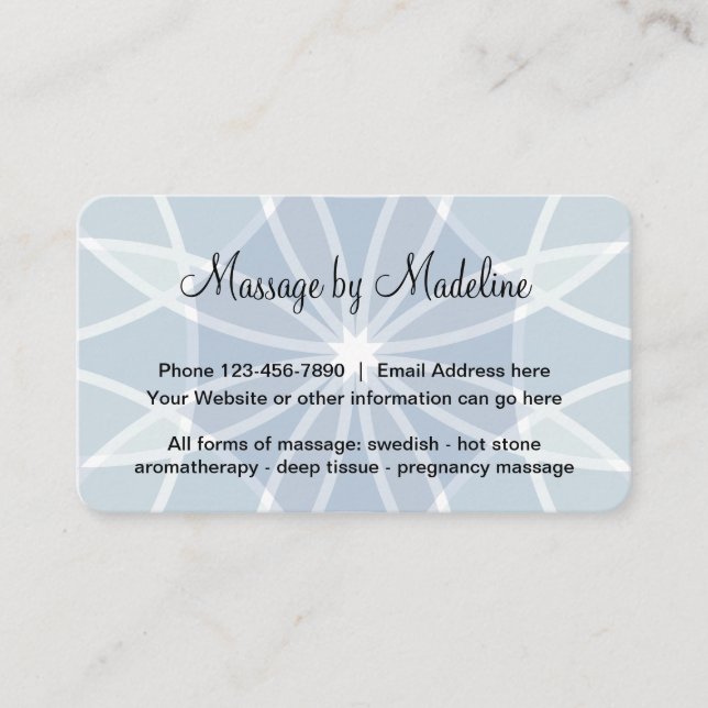 Carte De Visite Conception unique de thérapeute de massage (Devant)