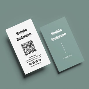 Carte De Visite Conception verticale moderne Code QR et liens so