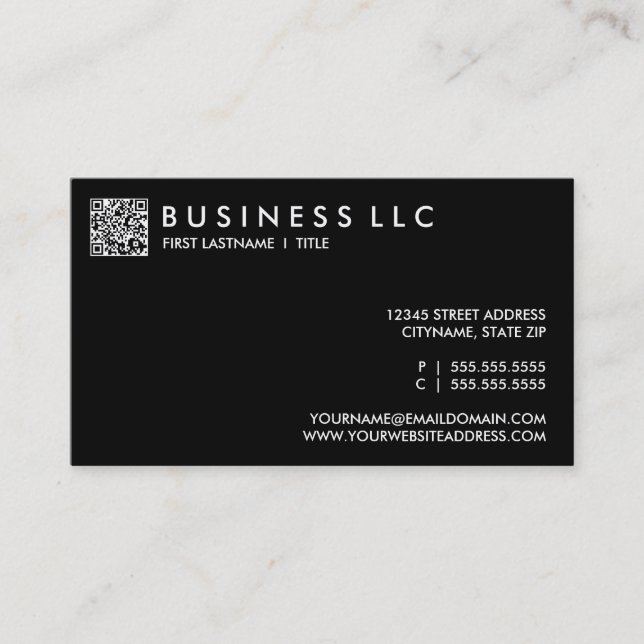 Carte De Visite concevez votre propre code de QR : raffinez noir (Devant)