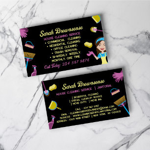 Carte De Visite Concierge bleu noir rose Nettoyage Entretiens