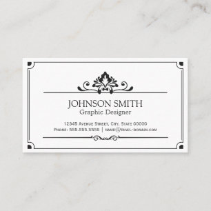 Carte De Visite Concise minimale vintage en noir et blanc