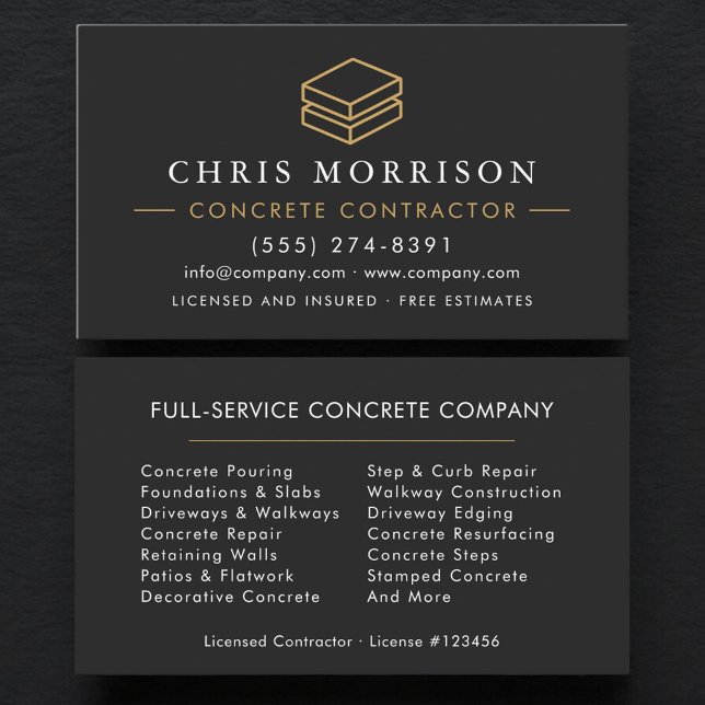 Carte De Visite Concrete Contractor Services (Créateur téléchargé)