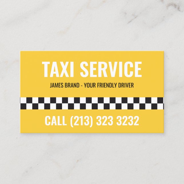 Carte De Visite Conducteur de cabine de service de taxi Motif noir (Devant)