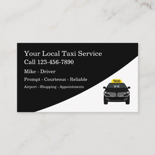 Carte De Visite Conducteur de taxi moderne classique (Devant)