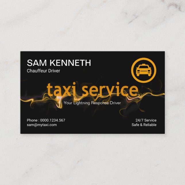 Carte De Visite Conducteur de taxi pour riposte à la foudre jaune (Devant)