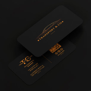 Carte De Visite Conducteur de voiture Monogramme noir Orange moder