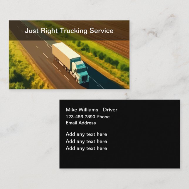 Carte De Visite Conducteur professionnel du service de camionnage (Devant / Derrière)