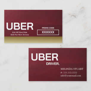 Carte De Visite Conducteur Uber Moderne Bordure Dorée Parrainage