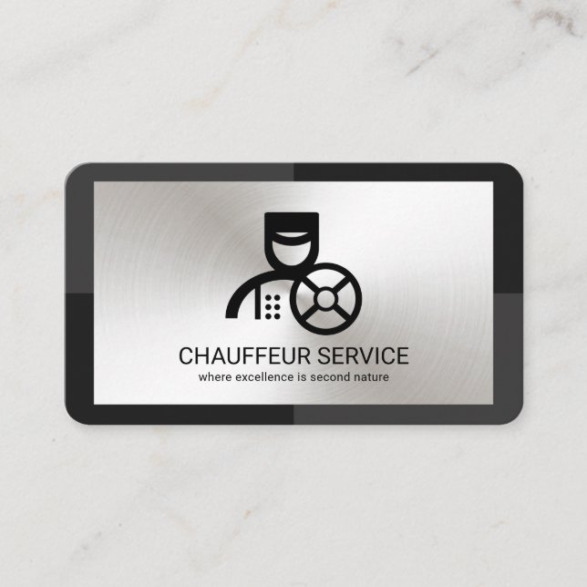 Carte De Visite Conduite en plaque argentée gris monochrome (Devant)