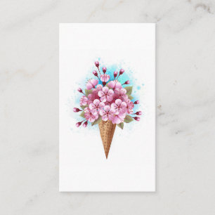 Carte De Visite Cône rose Sakura crème glacée gaufre