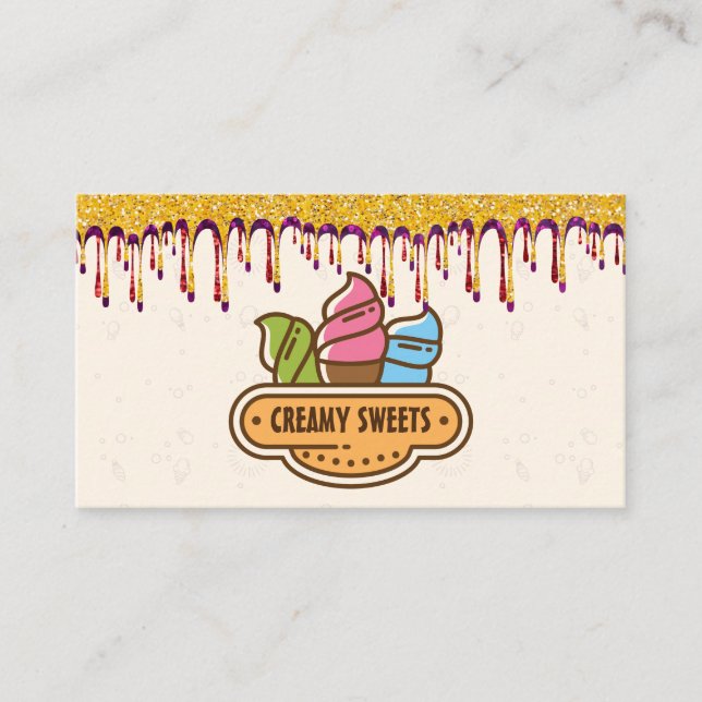 Carte De Visite cônes de crème glacée | Lecteurs de glace de parti (Devant)