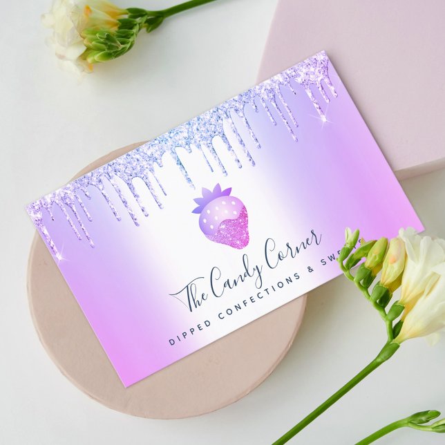 Carte De Visite Confection de fraises chocolatées Lits pourpres (Créateur téléchargé)