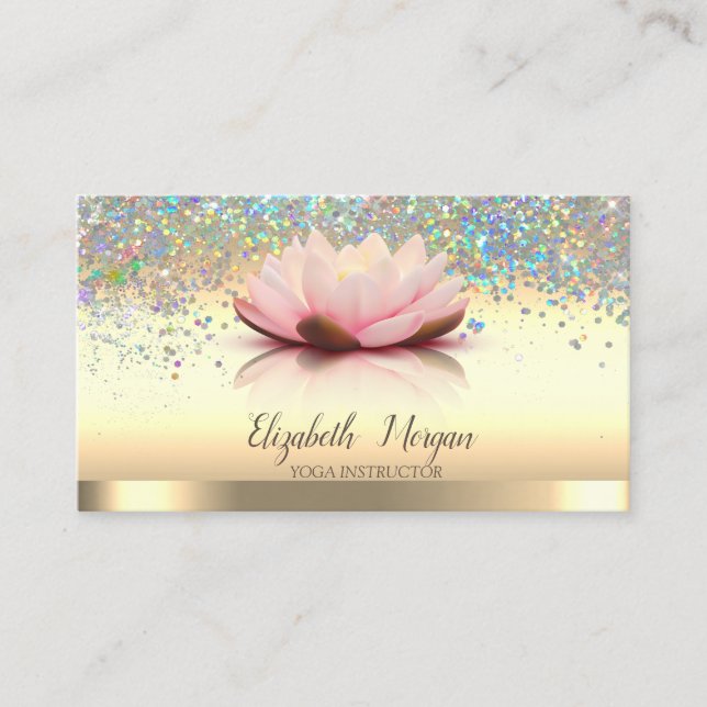 Carte De Visite Confetti couleur or Lotus Fleur Yoga (Devant)