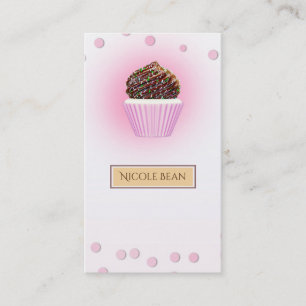 Carte De Visite Confetti Cupcake Rose Saupoudrer Boulangerie