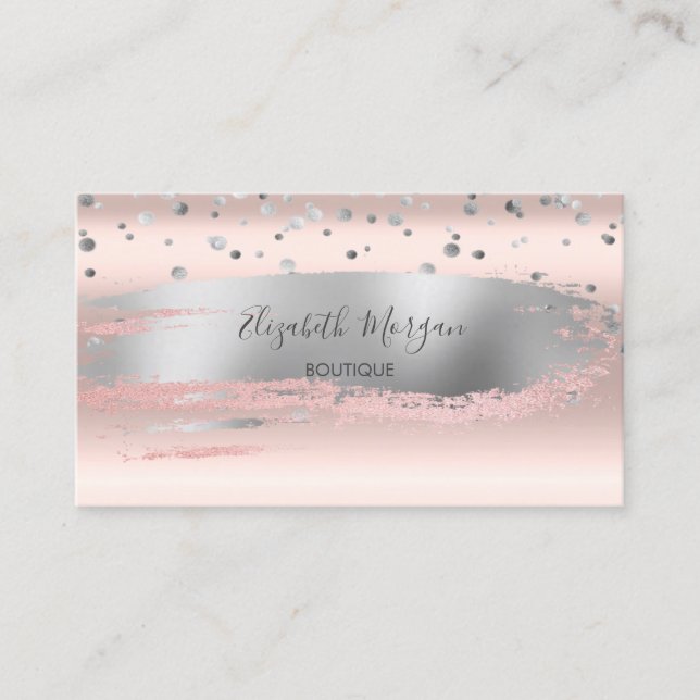 Carte De Visite Confetti d'argent professionnel moderne, pinceau (Devant)